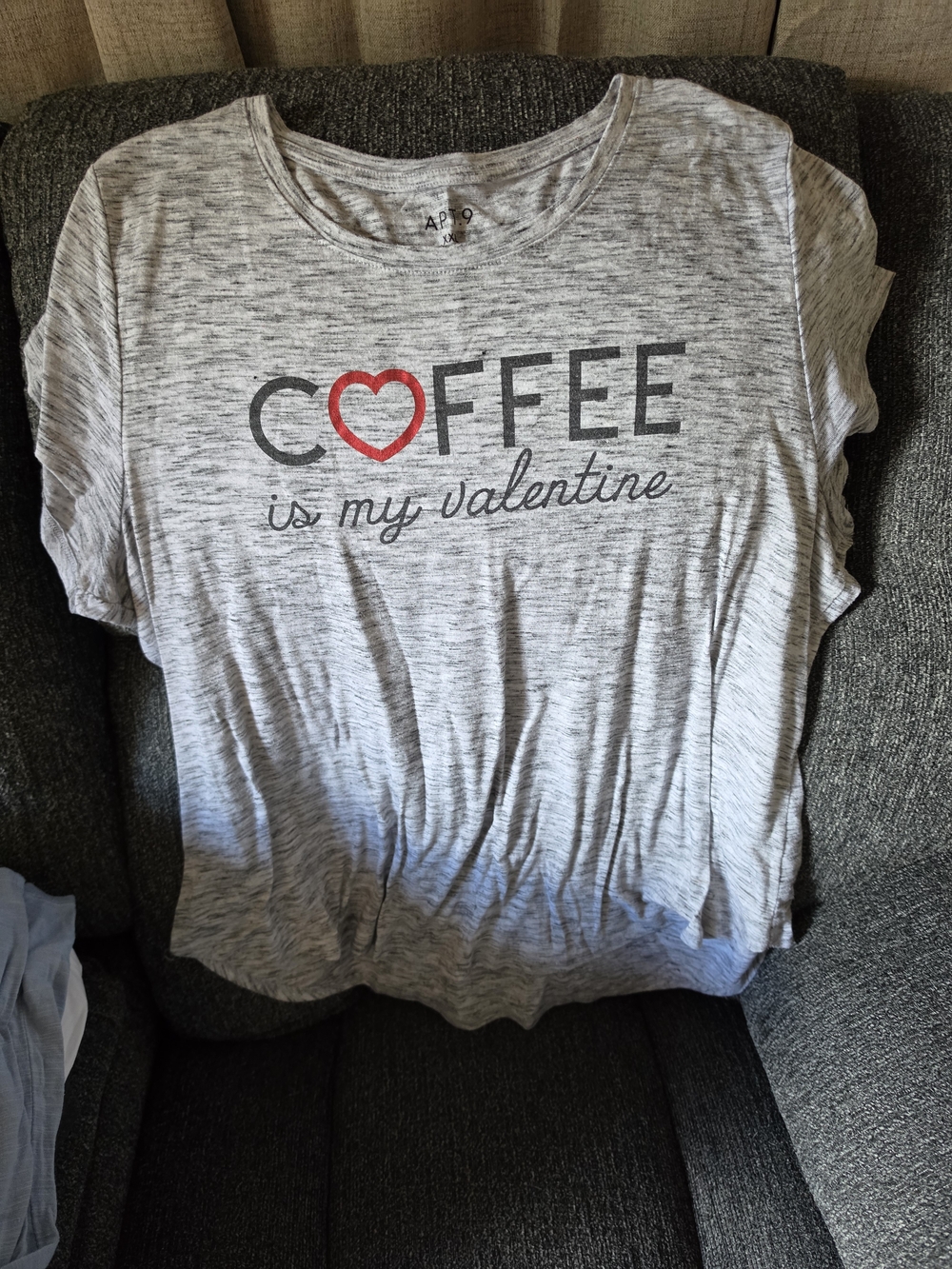 Apt. 9 Light Gray Tee with Red Heart 'Coffee Is My Valentine'